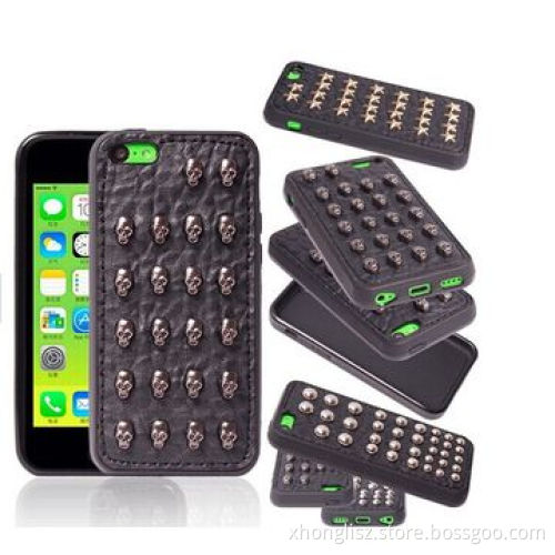 New phone cover pentacle rivet case protective wild style for iPhone 5C